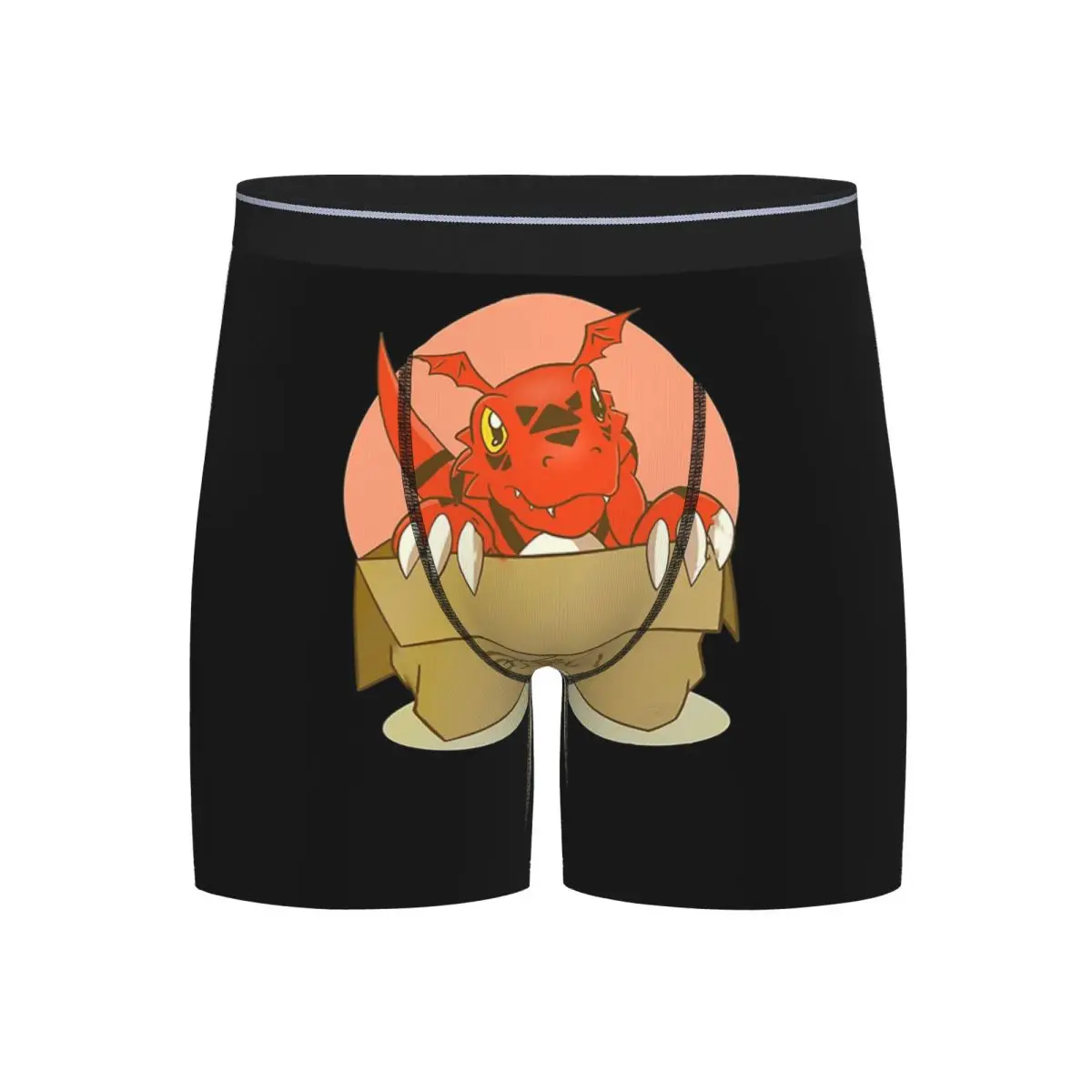 

Long Boxer Underpants Shorts Guilmon In The Box Digimon Classic Panties Men Soft Underwear for Homme Man Boyfriend Gift