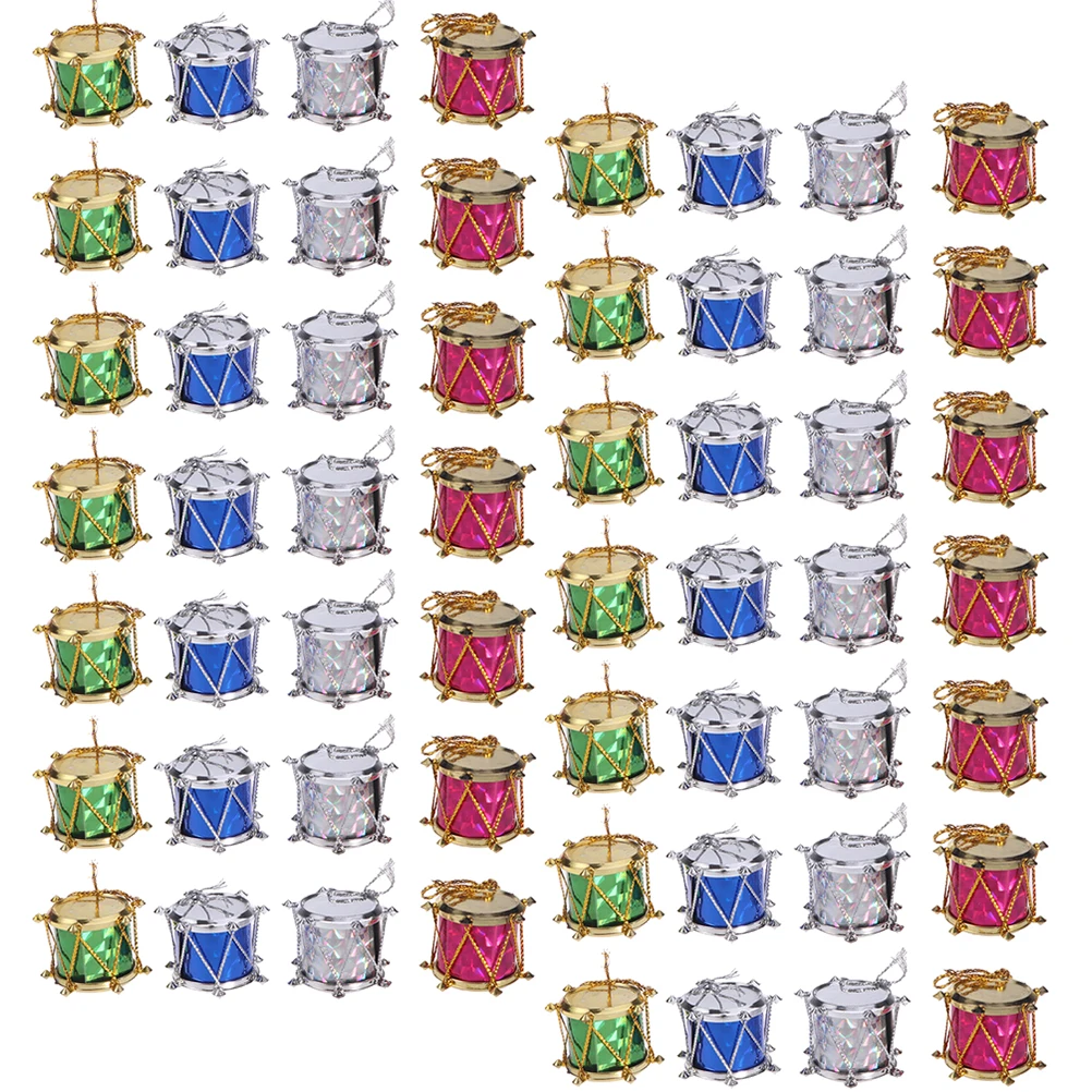 

60 Pcs Flash Christmas Snare Drum Pendant Crafts Decorations Mini Ornaments Plastic. Xmas Hanging