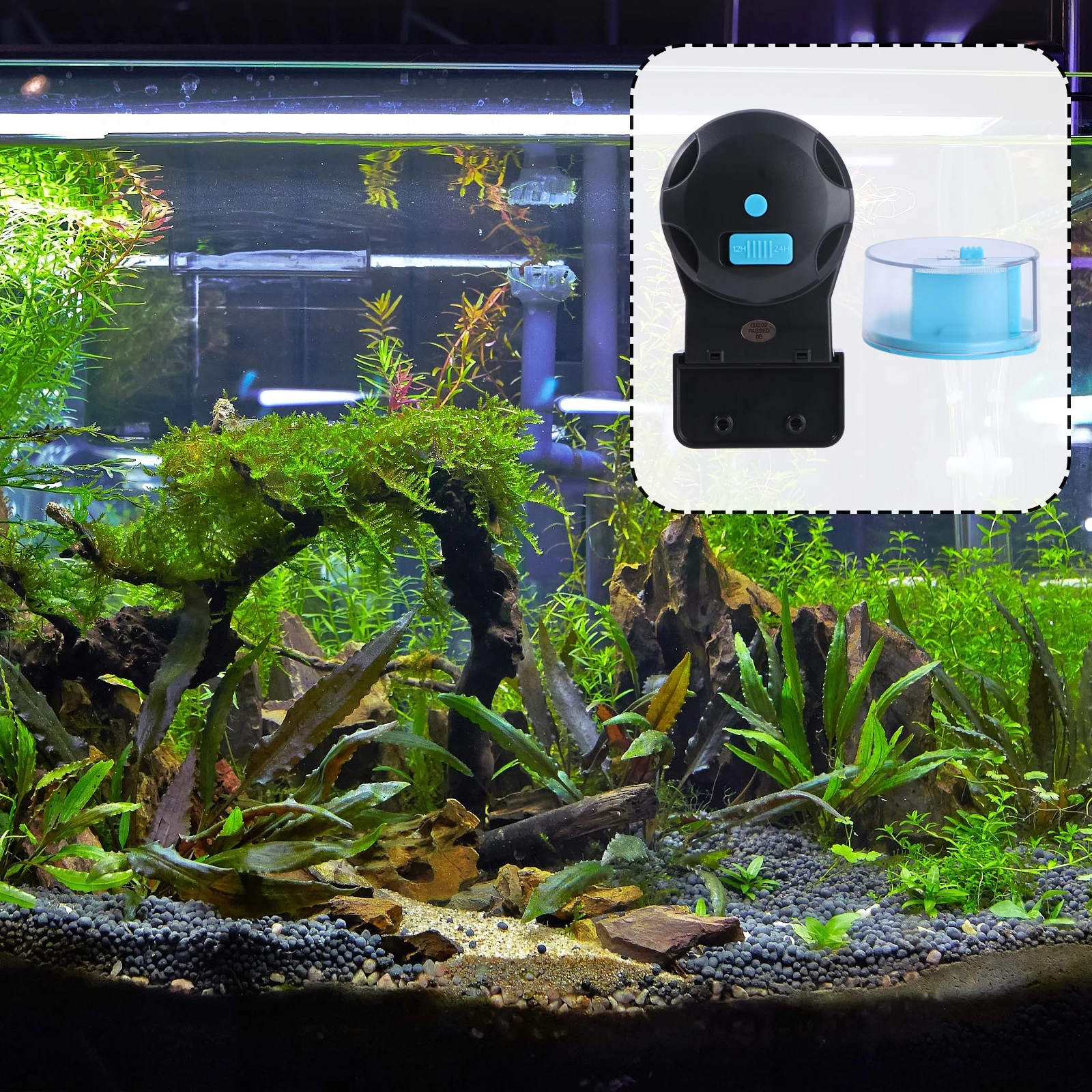 

Automatic Fish Feeder Adjustable Feeding Timer Aquarium Fish Tank Operated Dispenser Supports Flakes Pellets