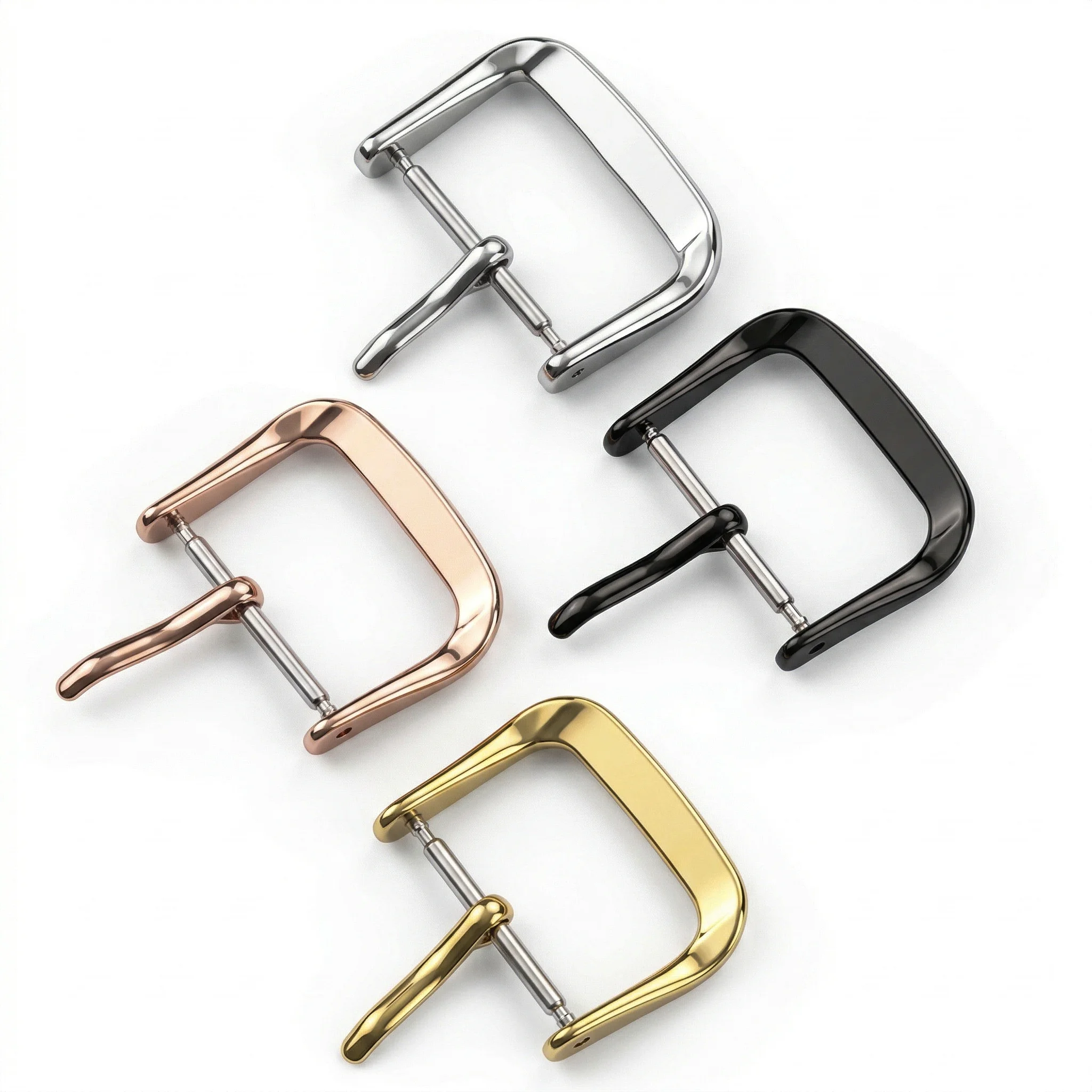 Polished Solid Stainless Steel Watch Buckle 16mm 18mm 20mm 22mm Silver Gold Black Rose Gold Pin Clasp Replacement Accessories