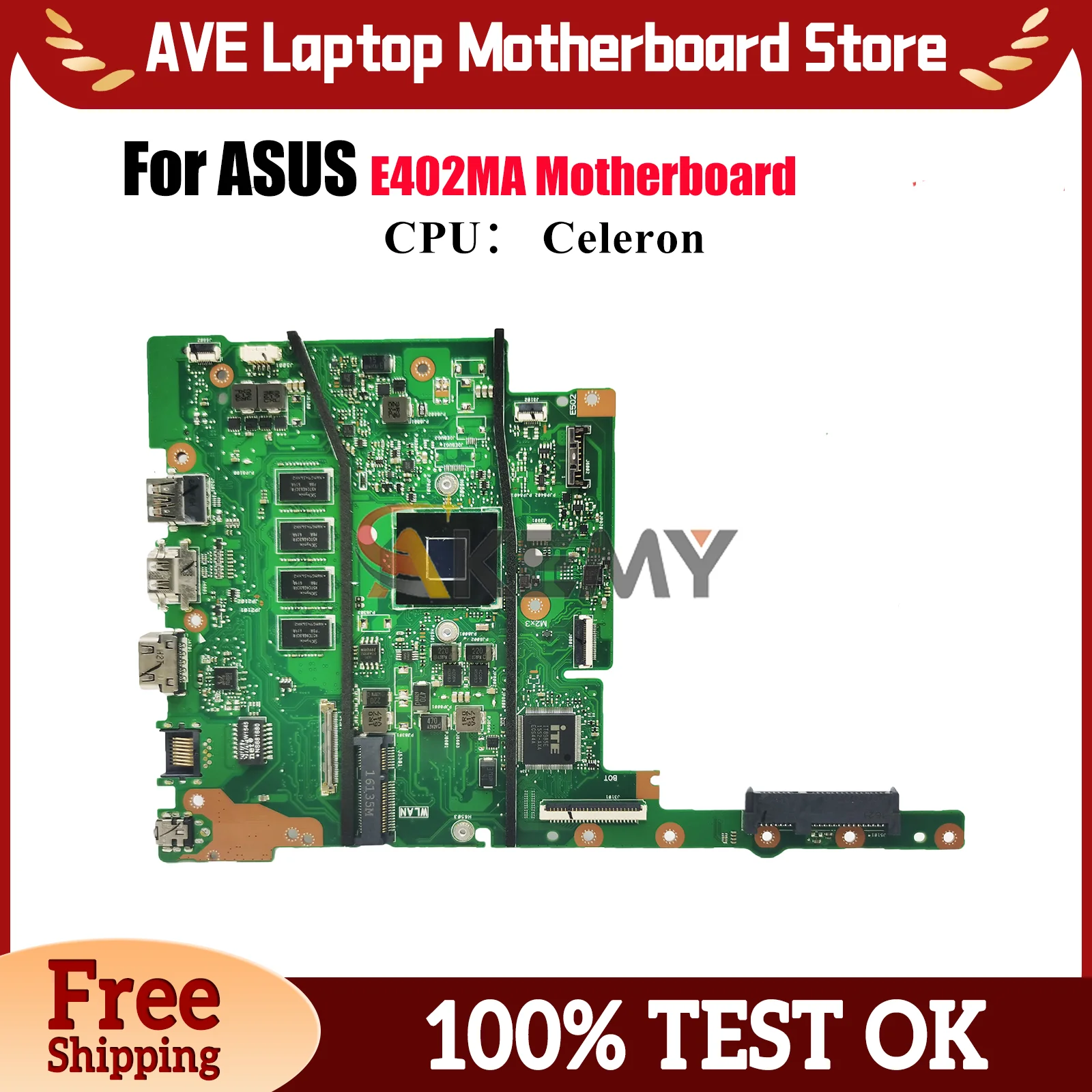 

E402MA Laptop Motherboard For ASUS EeeBook E402MA E402M Notebook Mainboard With Celeron CPU 100% tests OK fast shipping stk