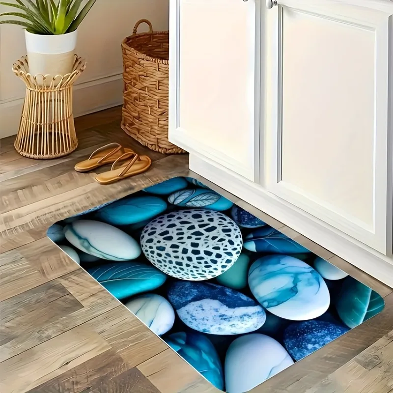 

1PC Pebble Pattern Kitchen Rug Non-Slip Door Mat Pop design Bathroom Rug Bath Mat Carpet for Home Sink Laundry Decor