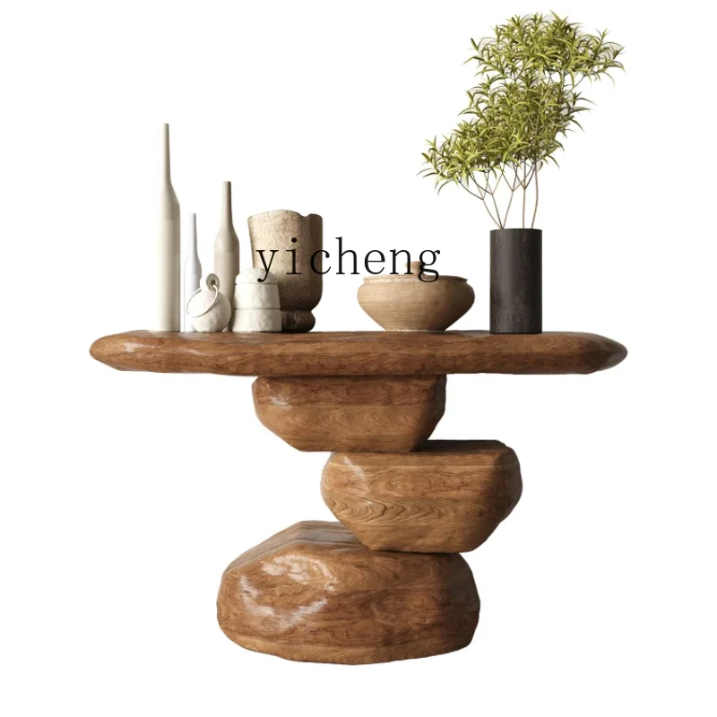 

ZZ ZK Antique Style Solid Wood Console Tables Creative Irregular Side Table High-End Homestay Hotel Console