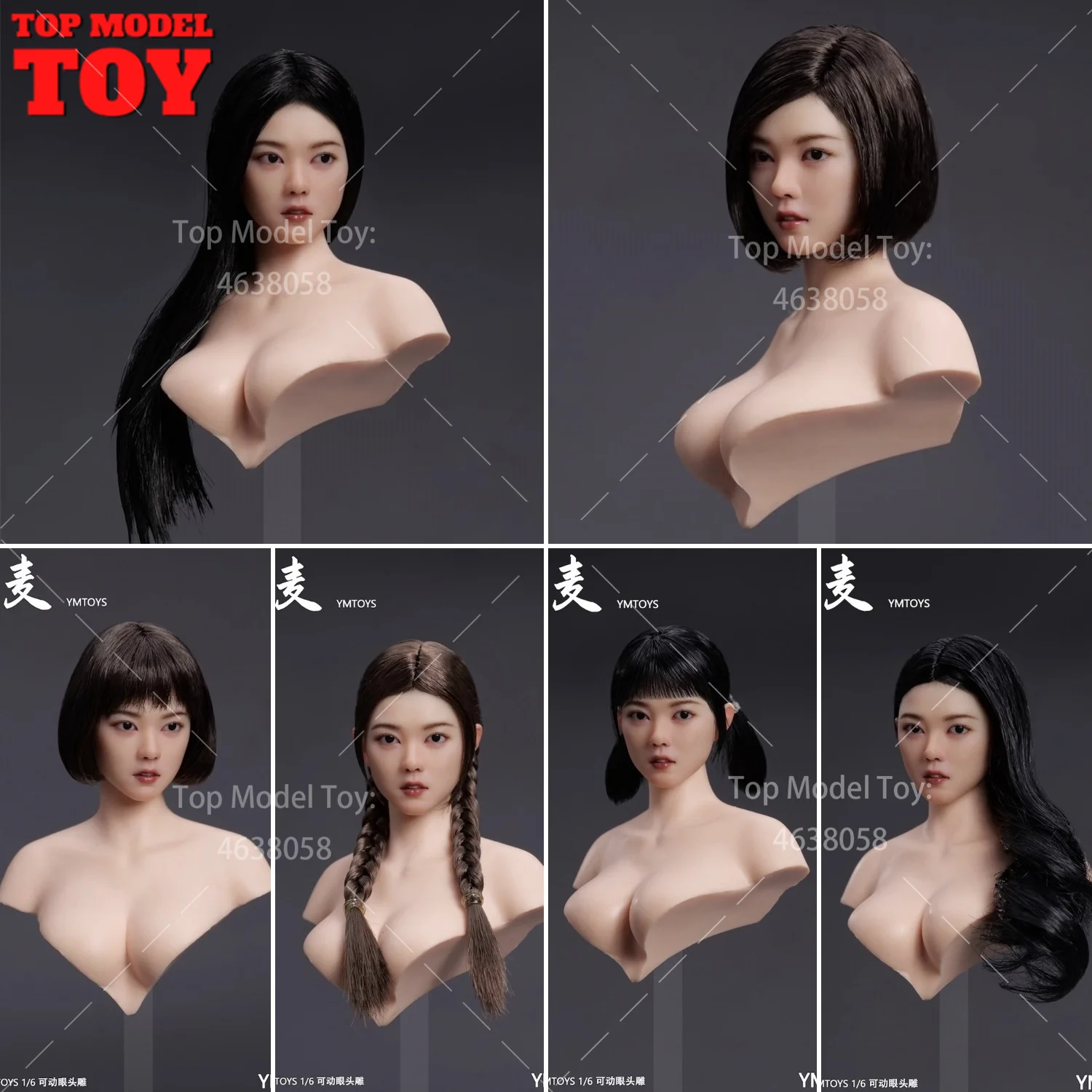 

YMTOYS YMT108 1/6 Movable Eyes Beauty XiaoMai Head Sculpt Carving Model Fit 12'' Pale Skin Female Soldier Action Figure Body