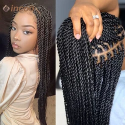 Full Lace Frontal Wigs Synthetic Twist Braided Wigs For Black Women Box Braided Lace Front Wig Faux Locs Wig Goddess Braids Wigs