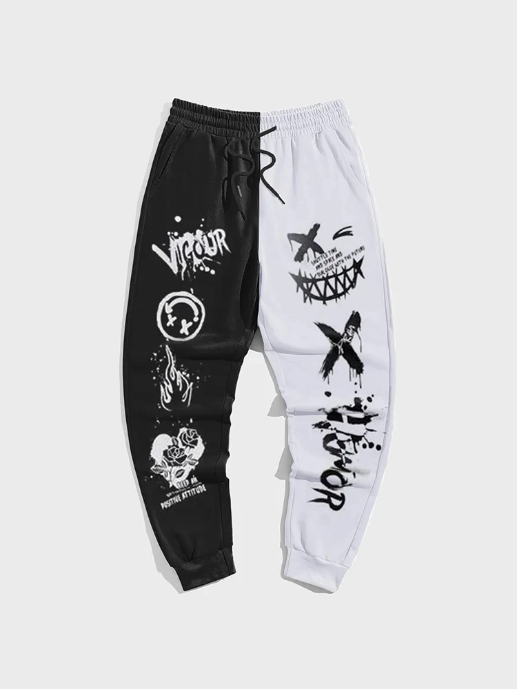 

Black White Graffiti Man Pants Fashion Gym Sweatpants Korean Popular Clothe Hip Hop 3D Print Y2k Men's Clothing Winter Trousers