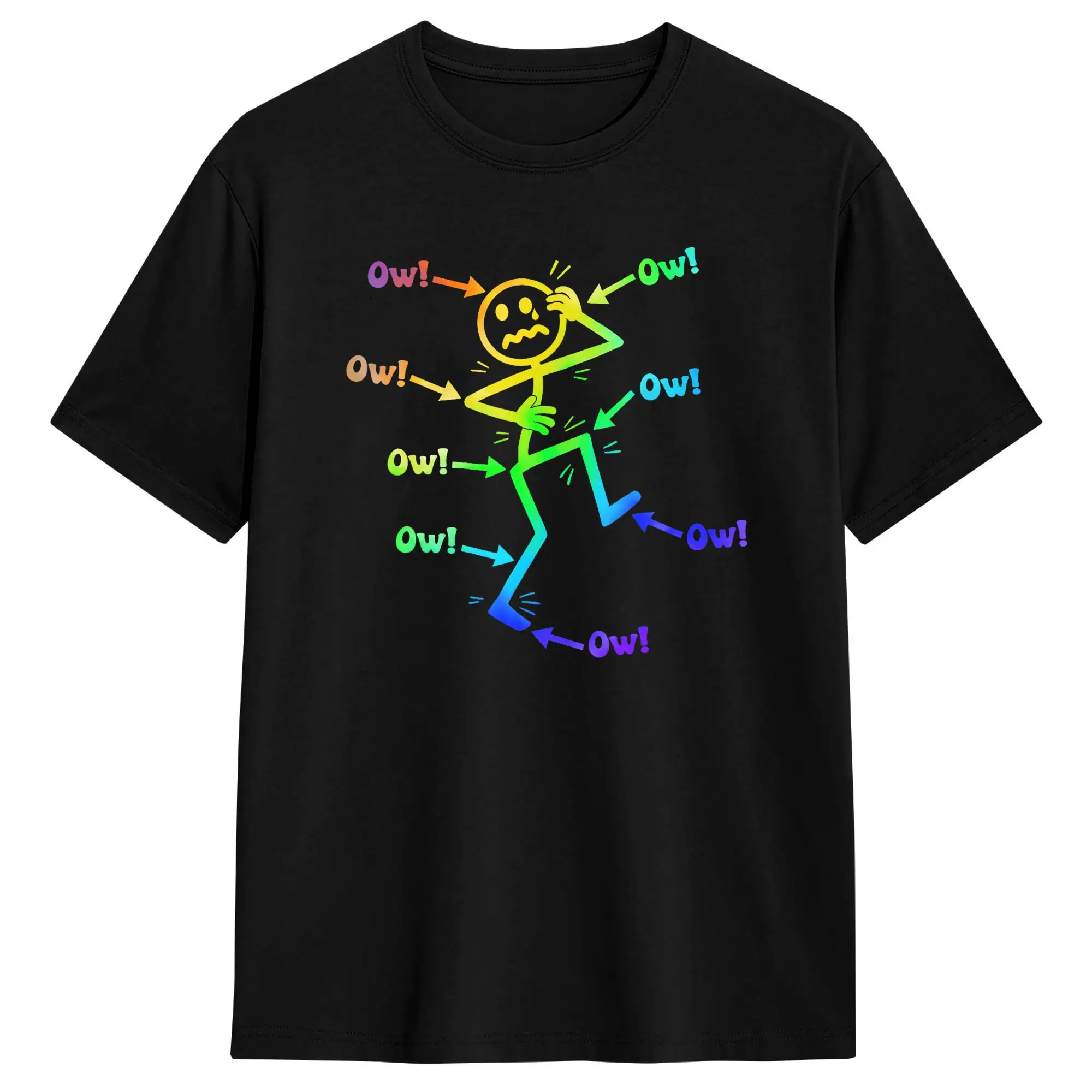 Men Women T Shirt Ow Ow Ow Funny Chronic Pain Awareness Comedy Stick Character T-Shirts Harajuku Summer Tees Cotton Clothing