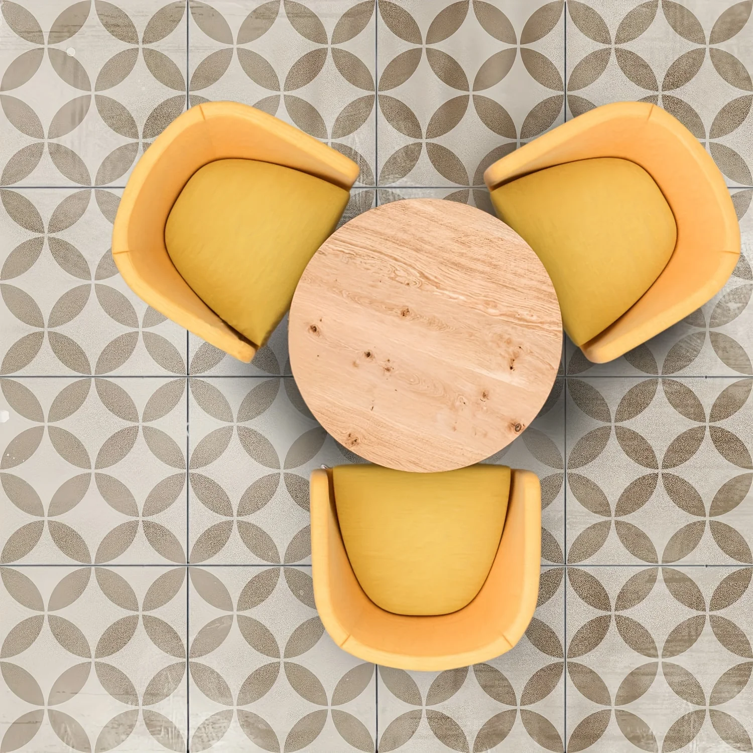 2pc12in/30cm 기하학적 원형 벽 장식 스텐실 |   재사용 가능 |   DIY 에어브러시 페인트 |   현대적인 미니멀리스트 스타일 |   바닥 타일 템플릿