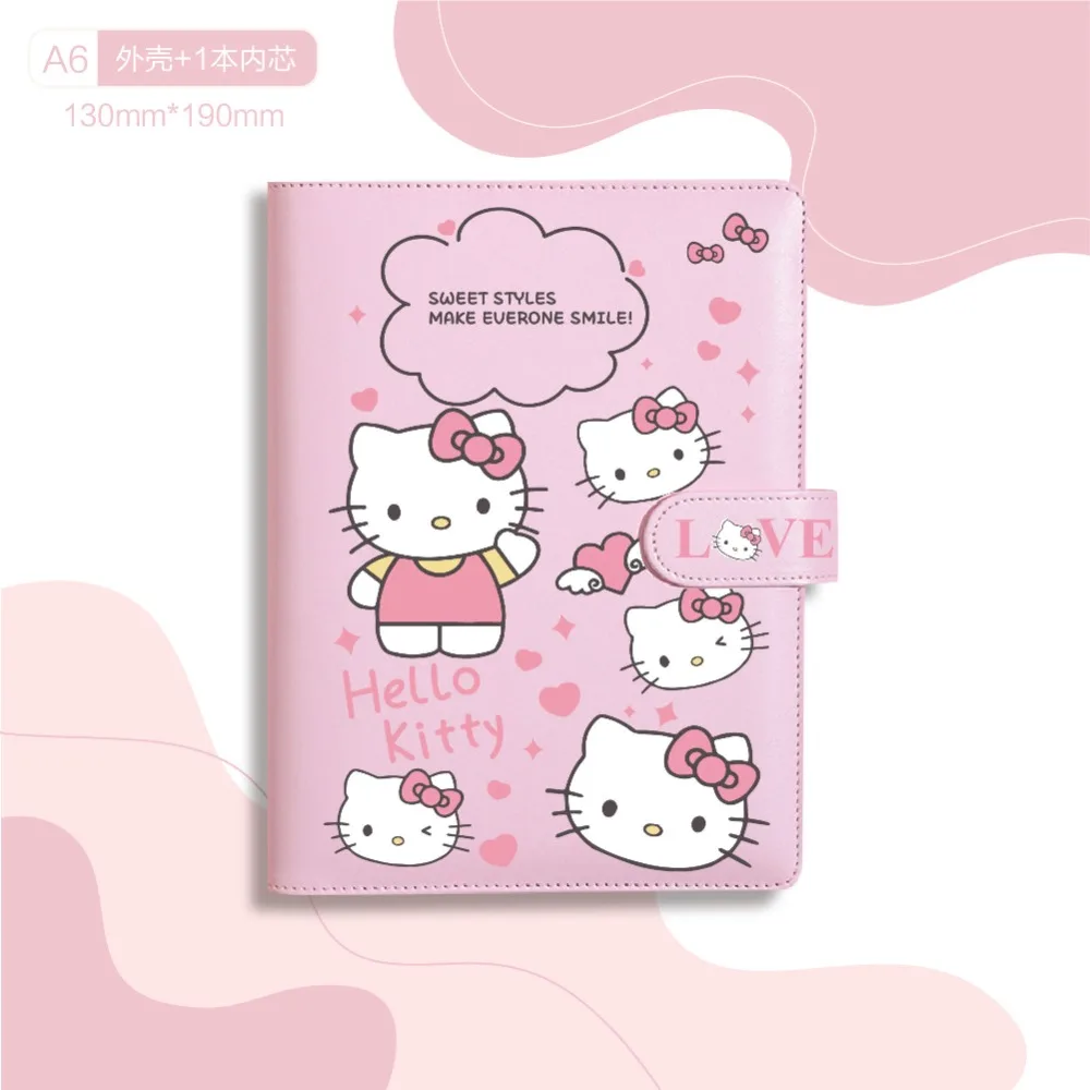 Loose-leaf Sanrio Hello Kitty Kuromi Stitch EVA Cute Cartoon Notepad Notebook Girls Handbook Student Diary Anime Holiday Gift