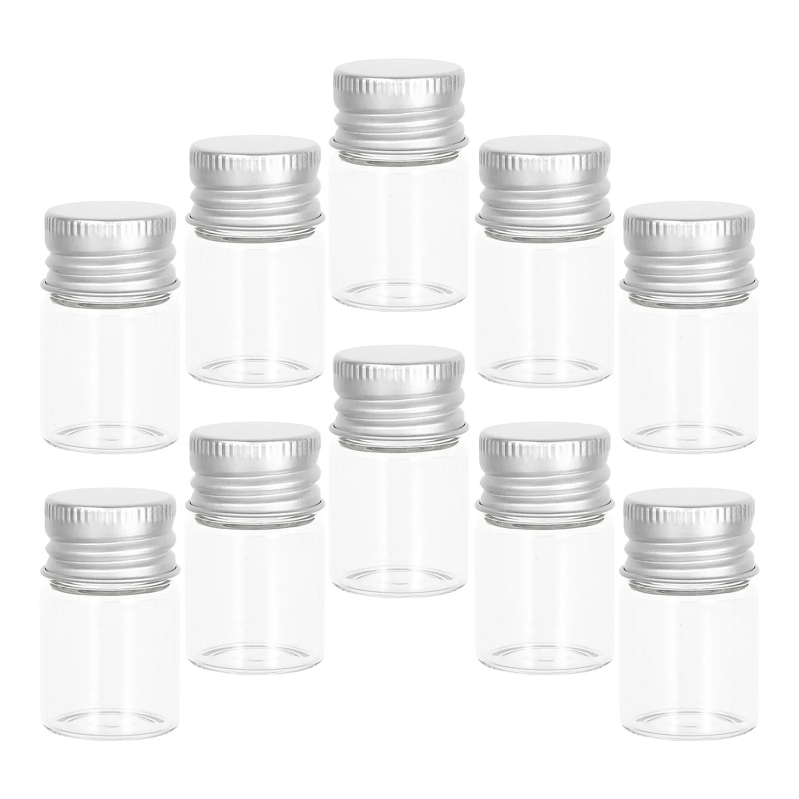 10Pcs Small Glass Bottles Aluminum Lids Travel Makeup Dispensing Powder Containers Mini Empty Vials Suitable Liquid Applications