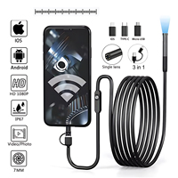 New 7mm Endoscope Camera 1080P HD USB Endoscope With 6 LED 1/2/5/10M Flexible Cable Waterproof Inspection Borescope For Android