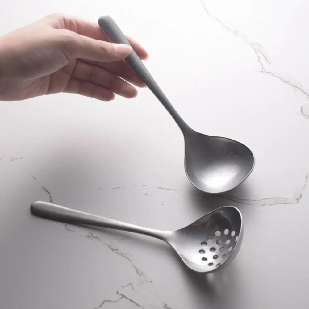 Retro Spoon Strainer Spoon Retro Skimmer Spoon Stainless Steel Slotted Ladle Colander Strainer Scoop for Cooking Home Kitchen