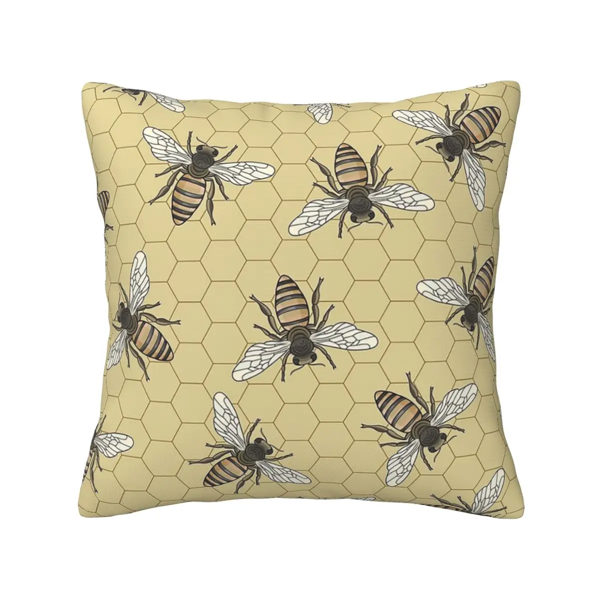 Bee Seamless Pattern Square Pillowcase Pillow Cover Cushion Decor Comfort Throw Pillow for Home Sofa