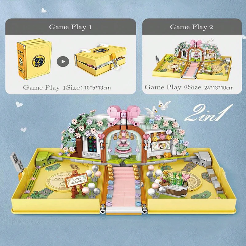 LOZ Wedding Birthday Building blocks Folding book Fairy Tale DIY assembly educational toy Boom Play boy girl  surprise g