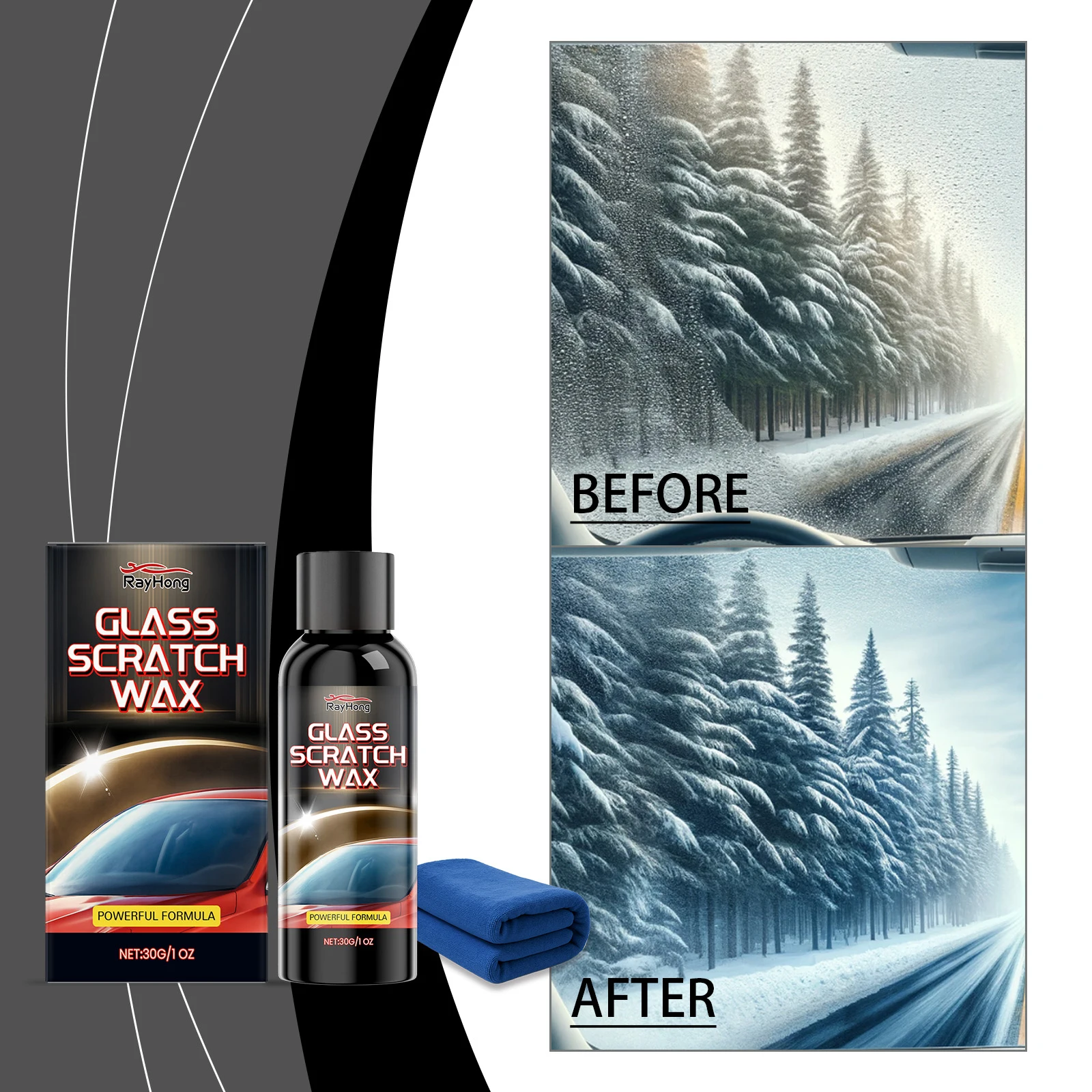 معجون إصلاح الخدوش الزجاجي مع منشفة نافذة السيارة وحمام دش الزجاج تلميع مزيل الخدوش زجاج السيارة للزجاج الأمامي