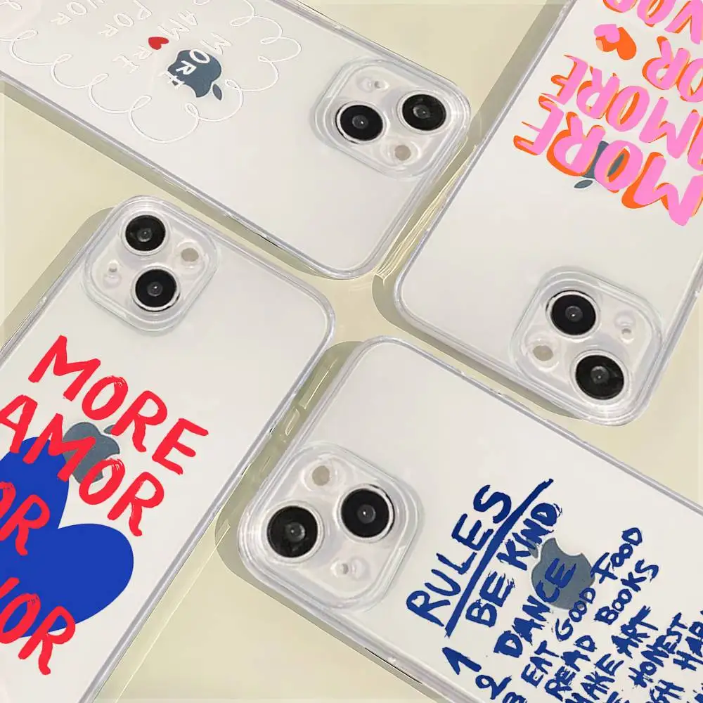 

Colorful More Amor Por Favor TPU Silicone Case For IPhone 11 12 13 14 15 16 17 Pro Max Shockproof Clear Back Cover