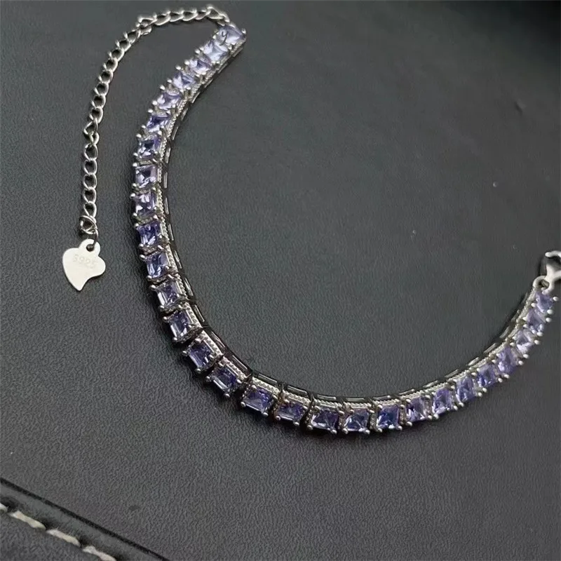 

New 925 Silver Inlaid Tanzanite Bracelet, Seiko Crafted, High End Jewelry, Customizable