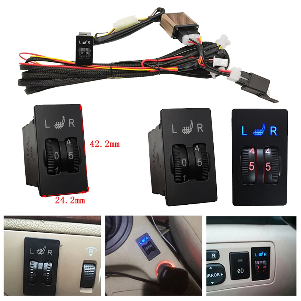 New Car Seat Heater Kit Fit 2 Seats Alloy Wire/Carbon Fiber Heating Pad 5-level Switch For Toyota Camry Corolla RAV4 Highlander