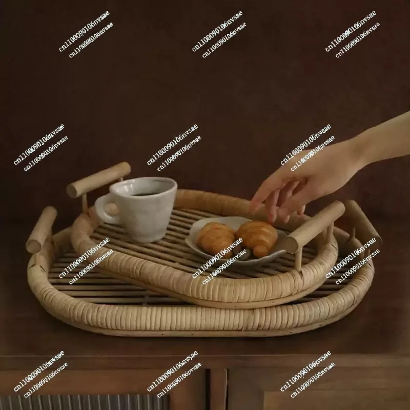

Плетеный поднос с ручками - Декоративный поднос ручной работы для дома и кухни