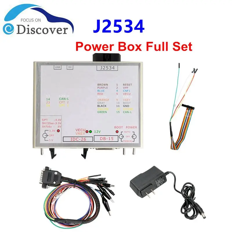 JTAG PowerBox Works Openport J2534 JTAG, conectores de caja de alimentación, adaptadores completos, funciona con 3 modos, LED verde