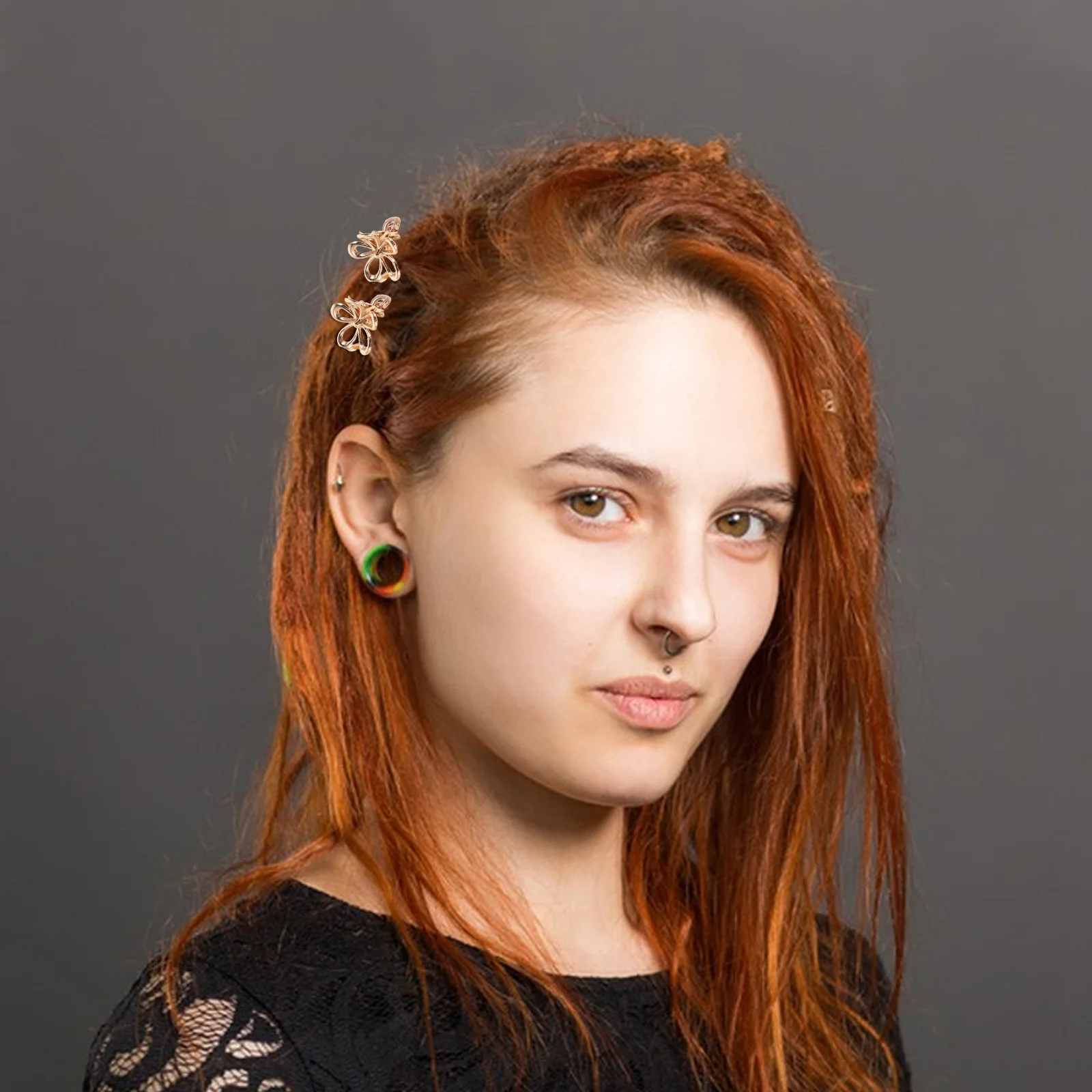 

20 Pcs Golden Flower Hair Clip Cute Decorative Floral Clips Metal for Girls Blossom Mini