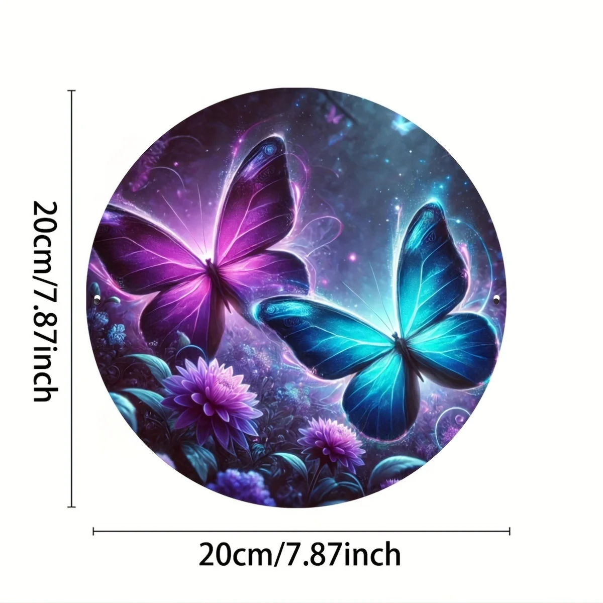 1pc Whimsical Butterfly-Themed Round Metal Tin Sign, Wall Art for Man Cave, Home, Garden, Patio, and Bar Decor, Iron Constructio