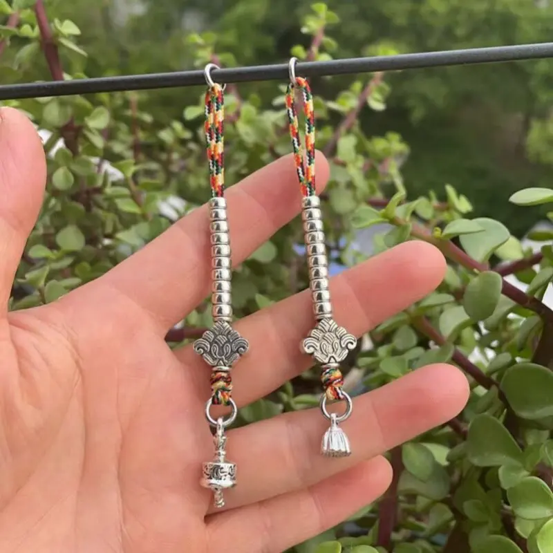 Tibetan Silver Counter Side Hanging Pair Accessory for Full 108 DIY Pixin Vajra Set Handmade Unisex Elegant Fine Top Super Gift view 2