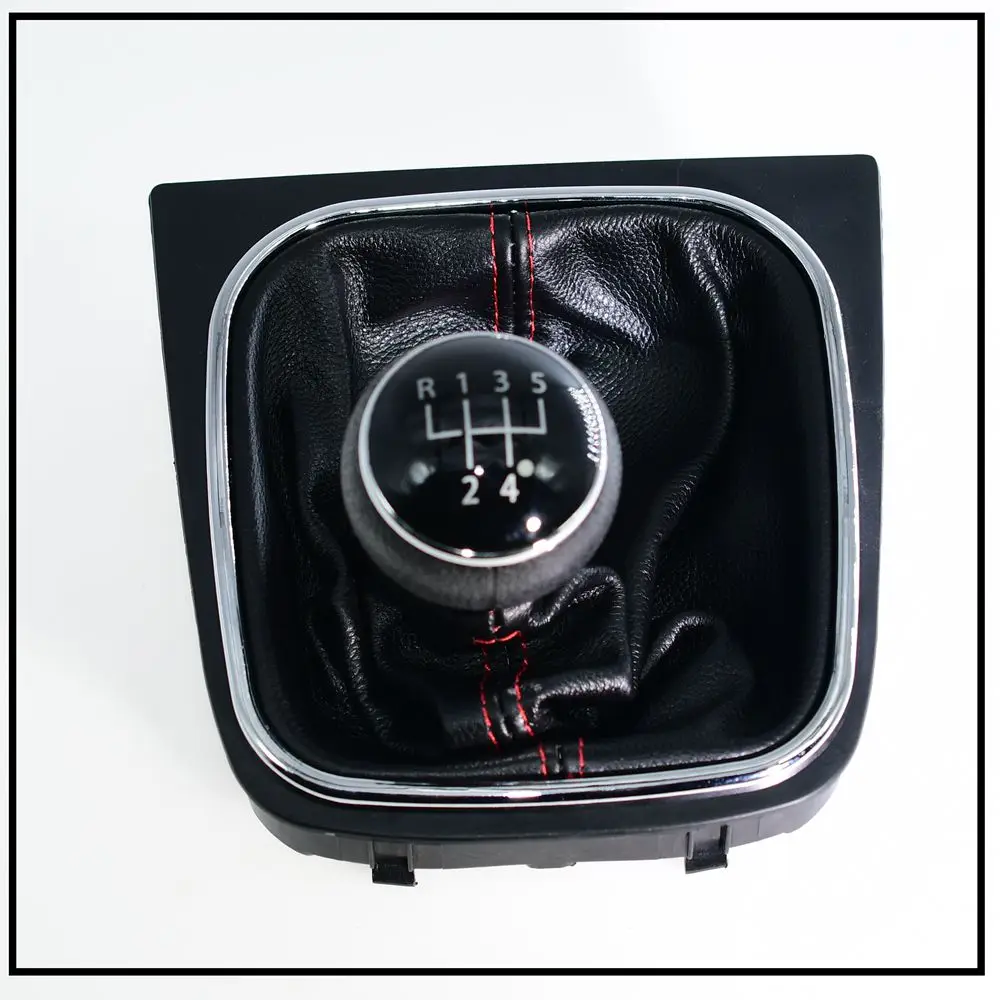 

New Leather Red Stitch Manual Gear Shift Knob Cover For VW Golf 5 Golf 6 MK5 MK6 1KD711113A 1KD 711 113 A