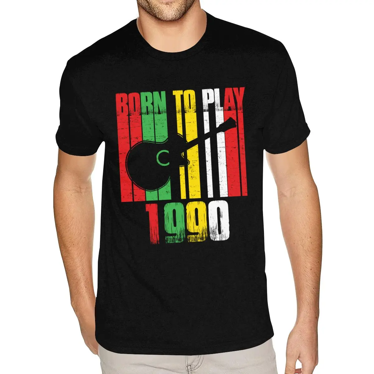 

Cotton Born To Play Guitar 1990 Cotton T Shirts Boys Plus Size Black Tshirt