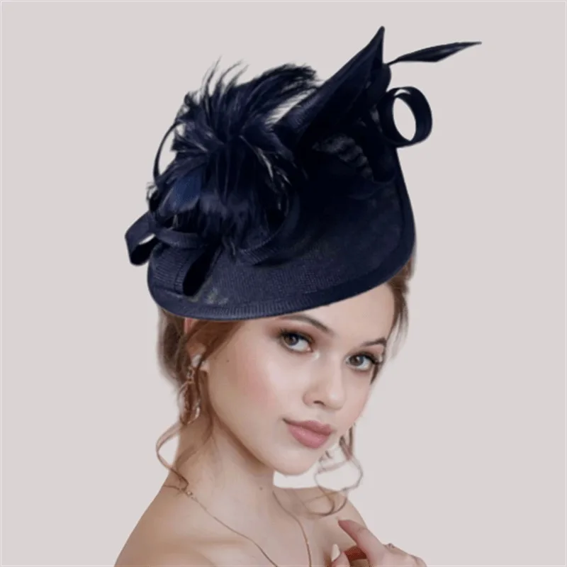 

Handmade Linen Feather Flower Headband European Style Exaggerated Bridal Hair Accessory