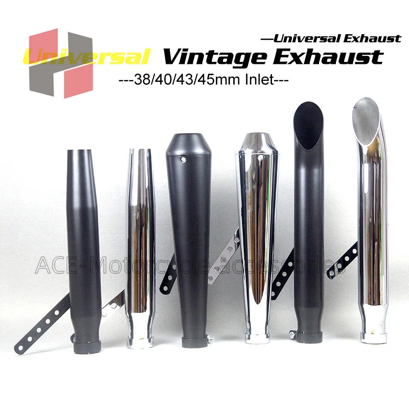 Universal Motorcycle Motorbike Exhaust Muffler Pipe Tip Retro Vintage Rear Pipe Tube For Harley Cafe Racer Adnoh Ahamay Ikuzus