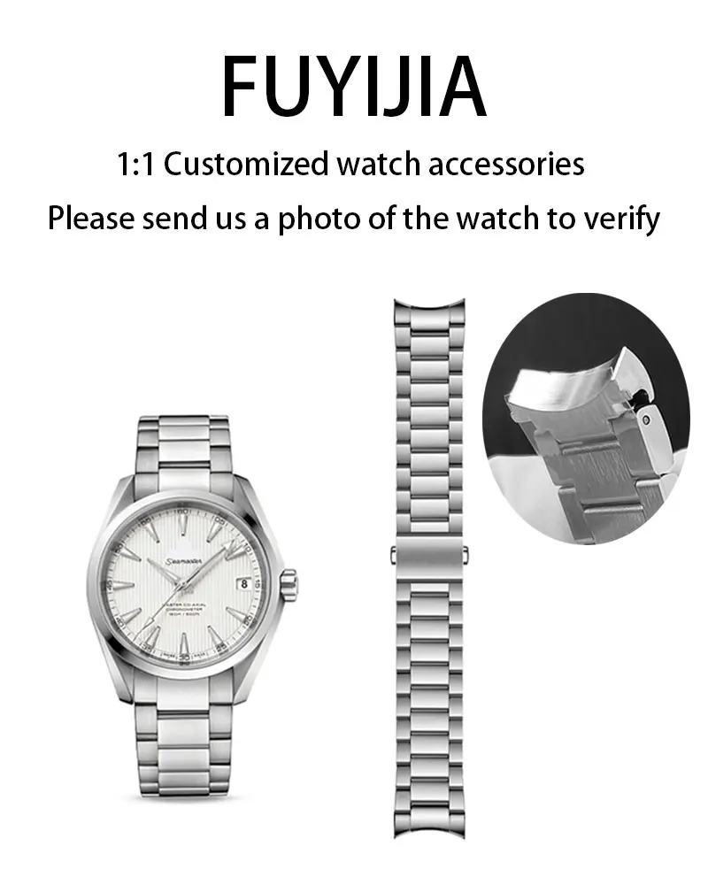 

FUYIJIA Custom SEAMASTER 150M 231 оригинальные ремешки для часов 19 мм 20 мм 21 мм изогнутый интерфейс браслет из нержавеющей стали застежка-бабочка