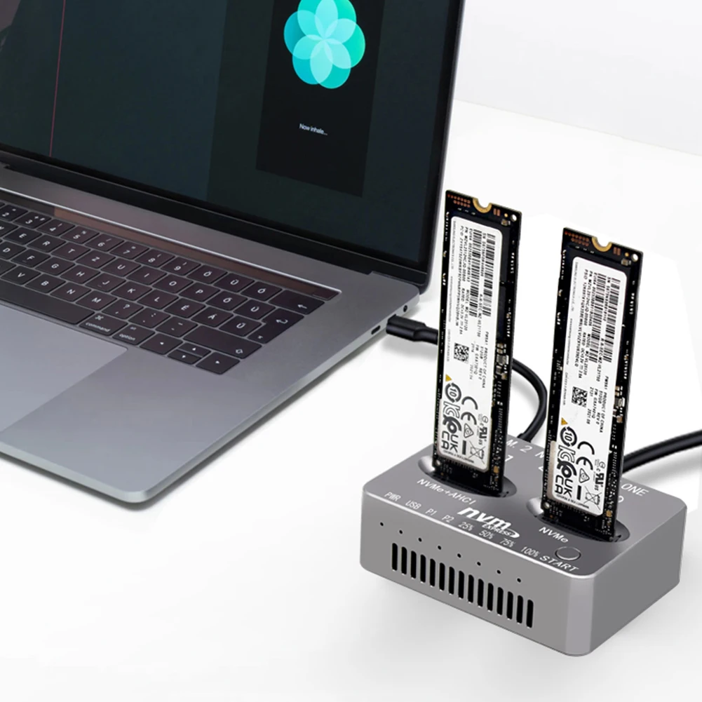 محطة إرساء NVME ثنائية الخليج USB3.2 Type C صندوق القرص الصلب الخارجي Gen2X 20Gbps M.2 SSD الضميمة M/B M Key M.2 M.3 NVME PCI-E