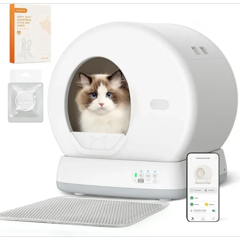 Self-Cleaning Cat Litter Box, Integrated Safety Protection Automatic Cat Litter Box for Multi Cats