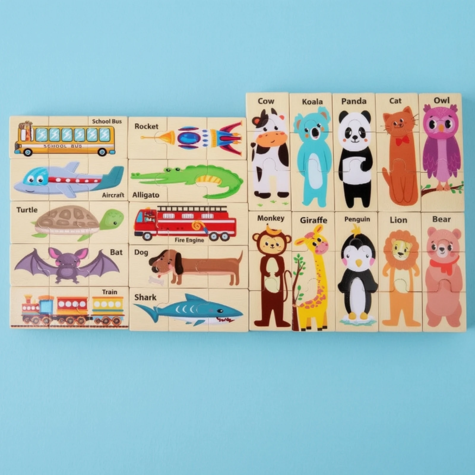 20 Pieces Flat Wooden Matching Puzzle Screencomplimentary Toddler Matching Puzzle with Illustrated Pieces Toy Tactile
