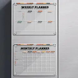 Calendário magnético Whiteboard para Frigorífico, Dry Erase Board, planejador reutilizável, 12x9