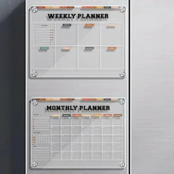 Magnetic Whiteboard For Fridge Reusable Refrigerator Calendar Planner Board Acrylic Refrigerator Dry Erase Clear Fridge Planning
