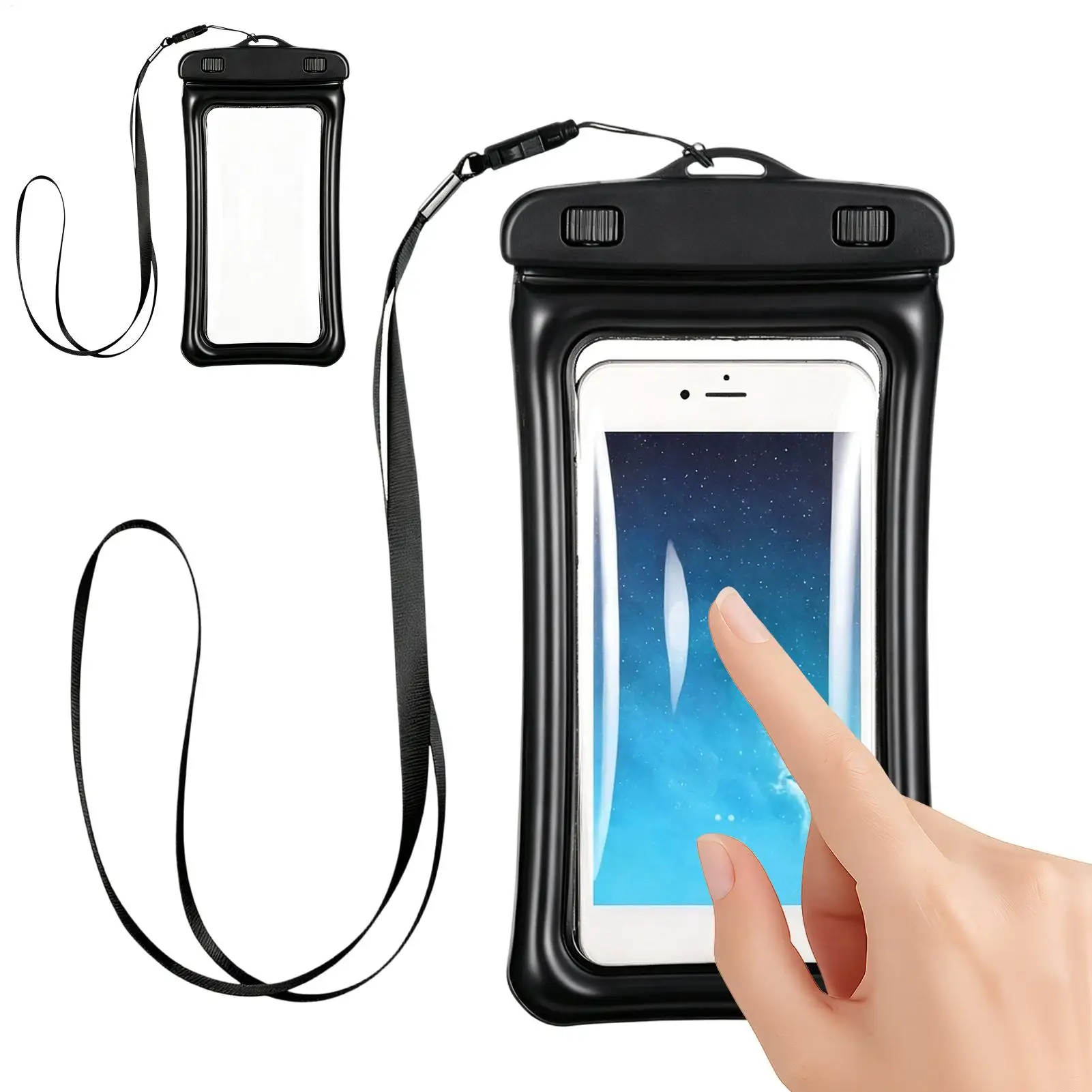 2x Waterproof Phone Case Dry Bag 7.2 inch Universal Floating Airtight Pouch Touchscreen Adjustable Lanyard for Swimming Boating view 2