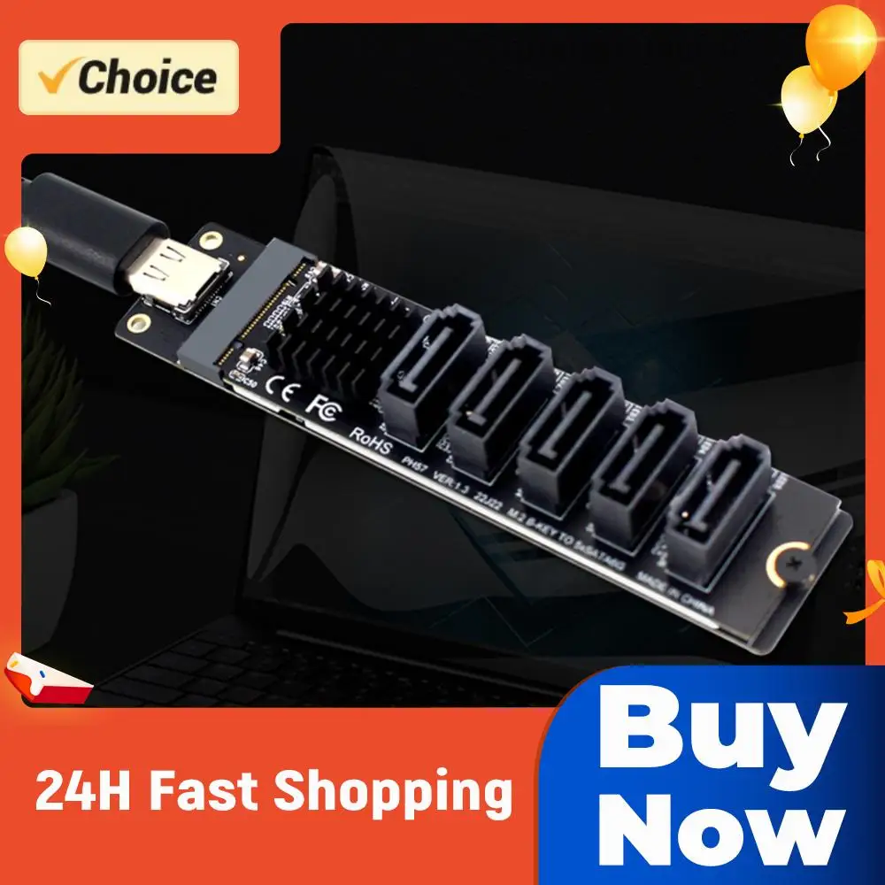 

Type C To 5-Port SATA 3.0 6Gbps Adapter Card JM575+JMS580 Chip Riser Card USB C to SATA 3.0 Expansion Card for Computer