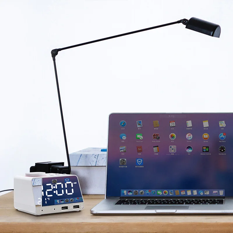 K11 ساعة منبه لاسلكية جديدة سمّاعات بلوتوث USB شحن الهاتف المحمول LED مرآة راديو ذكي مكبر صوت صغير #2