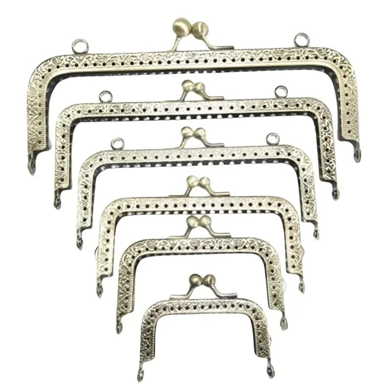 10PCS Purse Clasp Frame Bag Kiss Clasp Lock Vintage Metal Purse Frame for DIY Craft Purse Bag Making 8.5/10.5/12.5/15/20.5cm