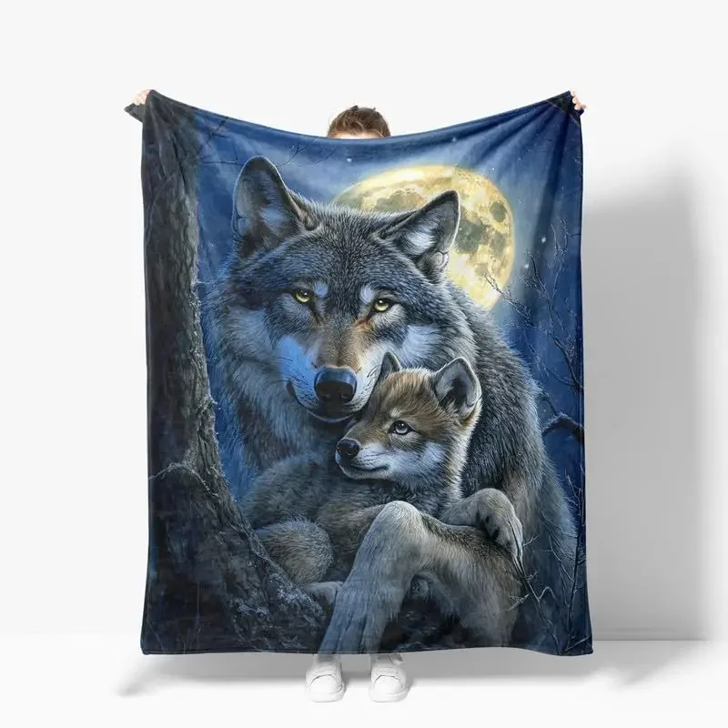 Wolf Throw Blanket Gifts for Women Men Girls Boys Snow Wolves Lovers Flannel Home Decor Couch Bed Sofa Soft Fuzzy Lightweight