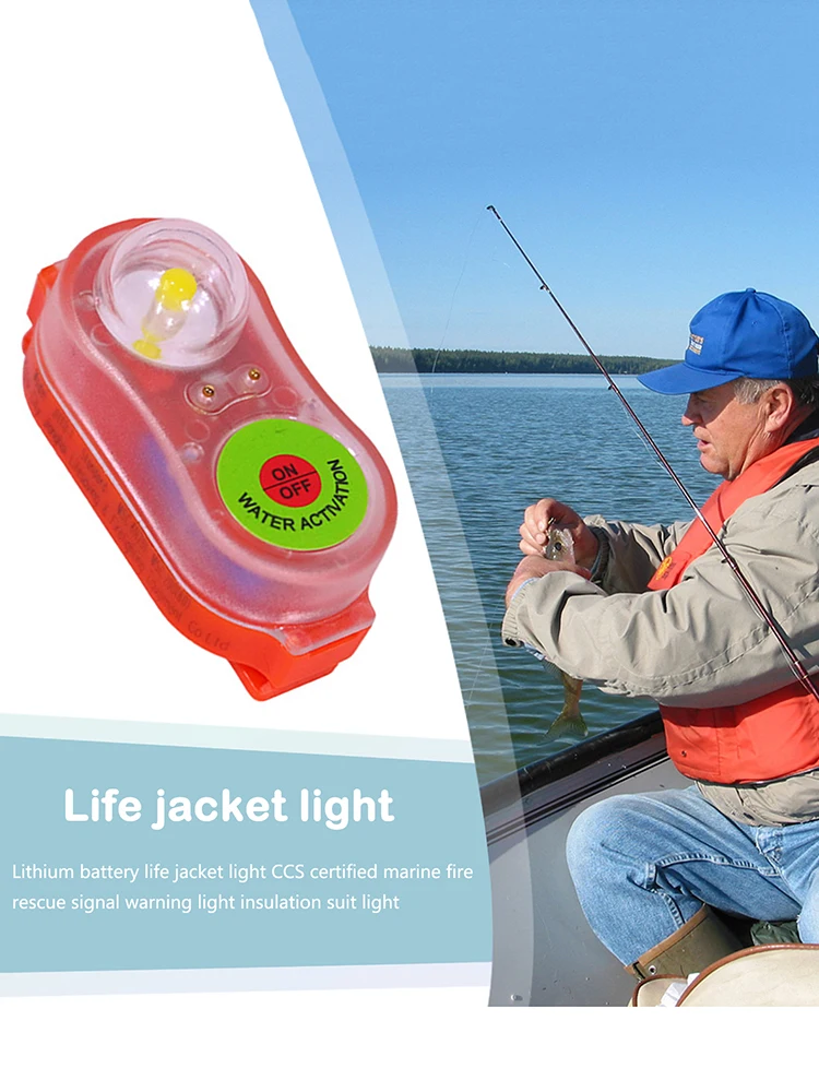 LED Life Jacket Light Energy-Efficient Safety Personal Locator Light Waterproof Life Vest Signal Light for Swimming Sea Fishing