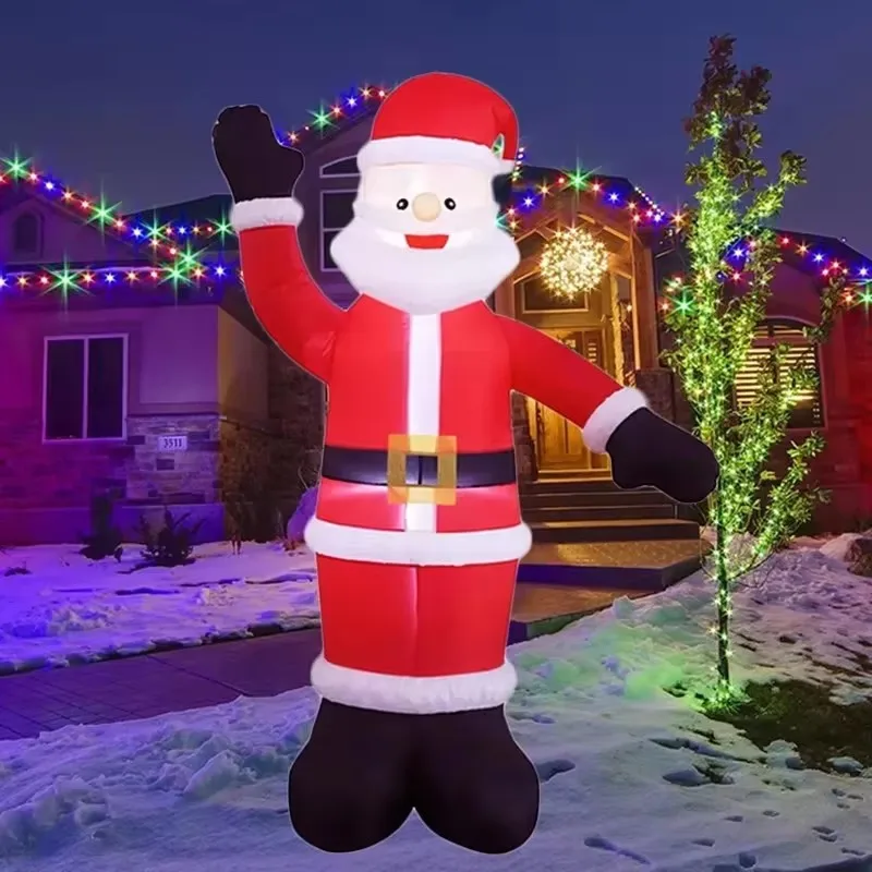 Weihnachts dekorationen aufblasbare Spielzeuge Welle Santa Claus eingebaute LEDs aufgeblasenes Modell Spielzeug im Freien Weihnachten Festival Party Hof Requisiten