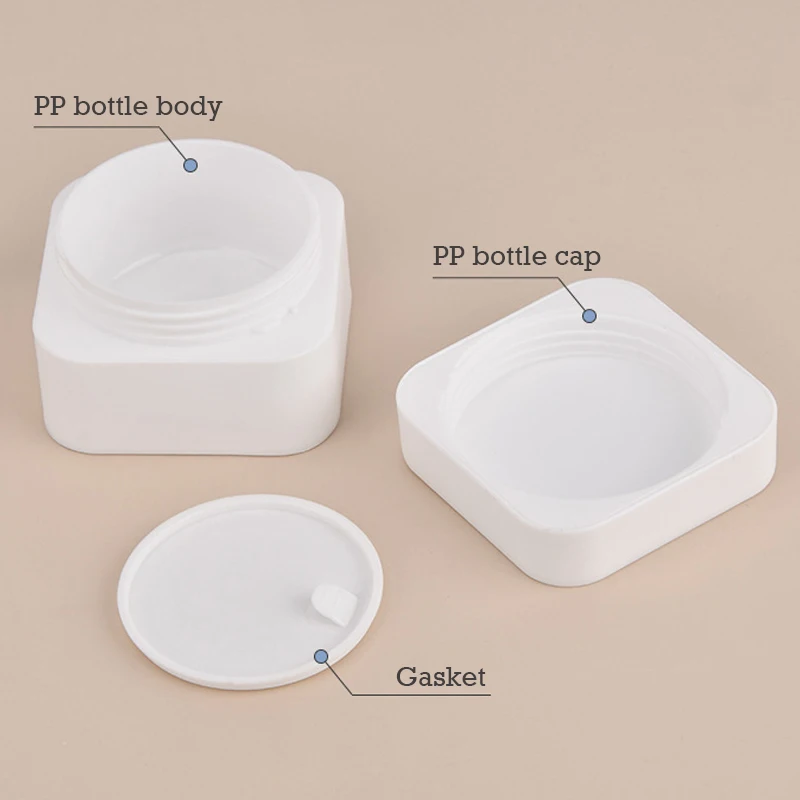 10-30 個 5 グラム/10 グラム/20 グラム/30 グラム/50 グラム空の PP フェイスクリームジャー正方形の化粧瓶蓋付き化粧品ローションリップクリームサンプル容器