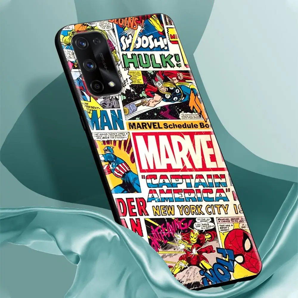 Silicone Case For Realme GT 5G Master Neo2 GT2 Pro 11 8i 9i 5 6 7 8 9 Pro Shell Fundas Cover Cartoon Marvel Avengers Logo Comics