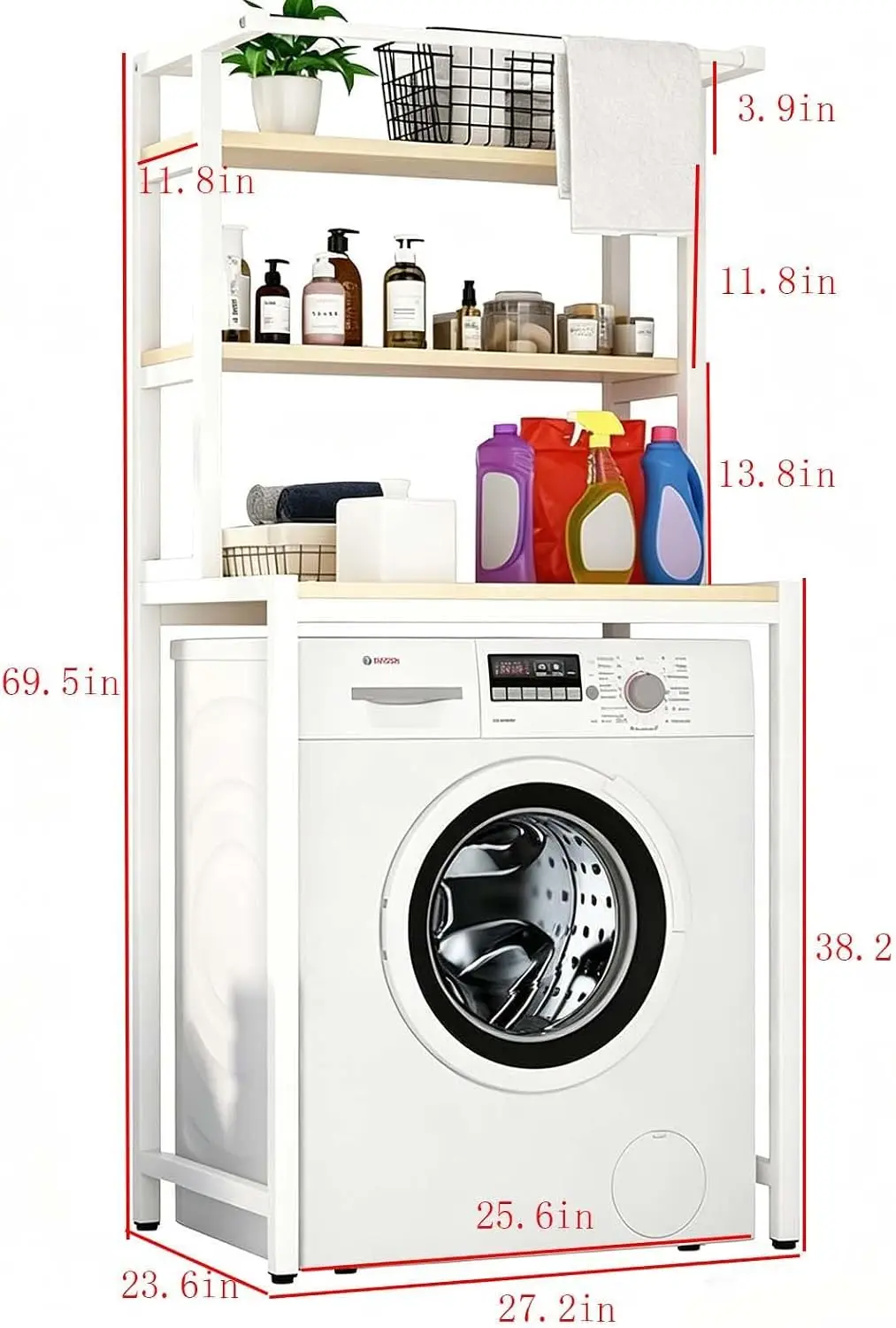 Vertical Laundry Room Organizer Rack,Laundry Room Clothes Hanger | Multi-Layer Bathroom Storage For Laundry & Bathroom Essential