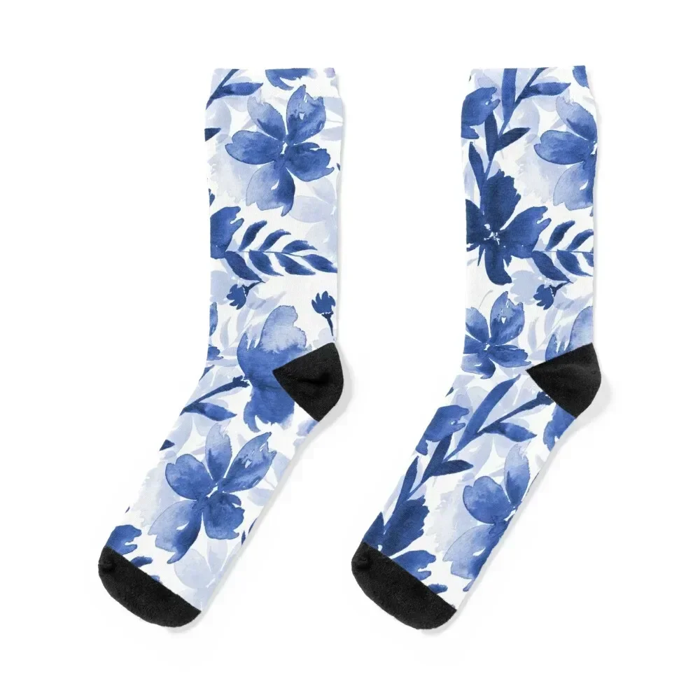

Blue Melodramatic Floral Socks designer brand Thermal man winter man Heating sock Girl'S Socks Men's