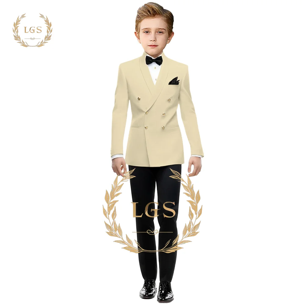 Boys double-breasted wedding suit 2-piece suit (jacket and trousers set) 3~16 years old children\'s formal custom suit