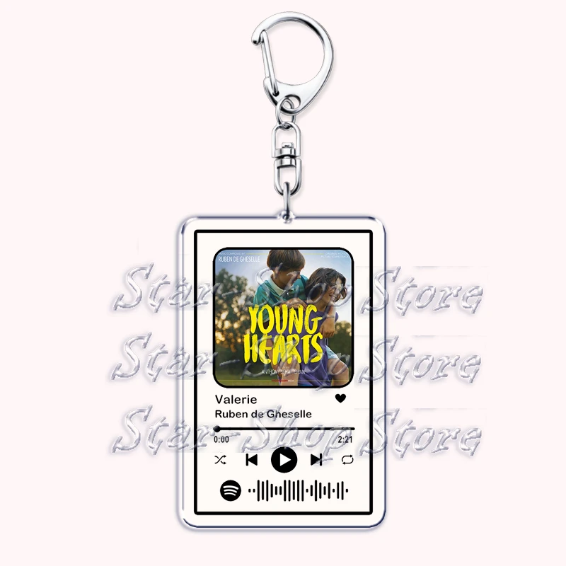 Young Hearts Original Motion Picture Soundtrack Music Keychains for Women Accessories Bag Playlist Code Keying Jewelry Fans Gift